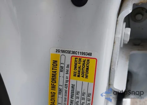 2012 Chevrolet Impala Ltz from USA, damaged, VIN 2G1WC5E38C1199348